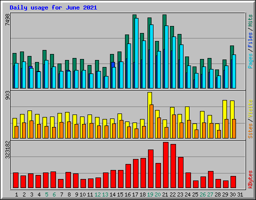 Daily usage for June 2021